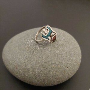 Vintage Native Pawn Zuni Sterling Turquoise Ring